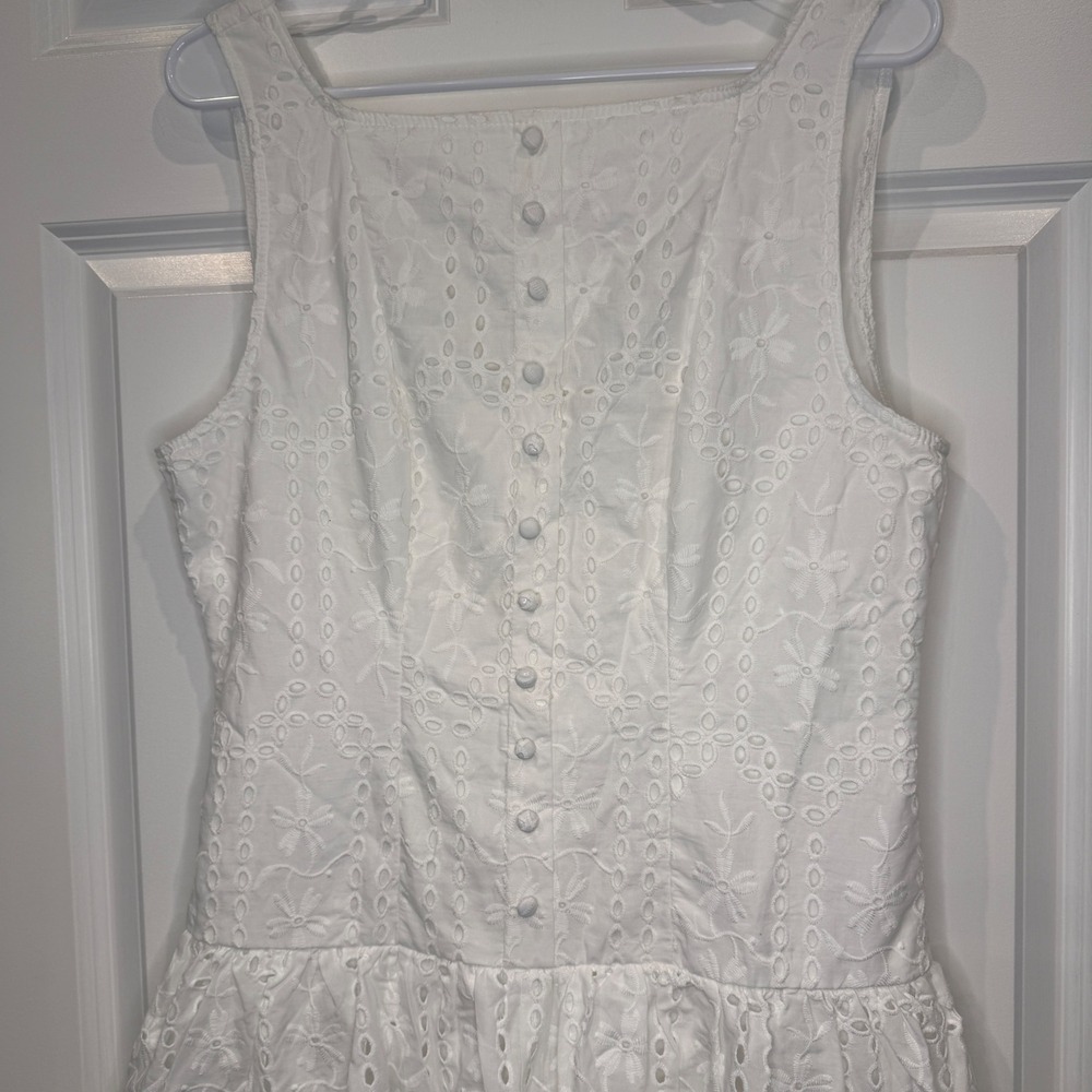 Altar'd State White Eyelet Romper Dress Sleeveless Button Front Mini Size XL - Picture 3 of 6